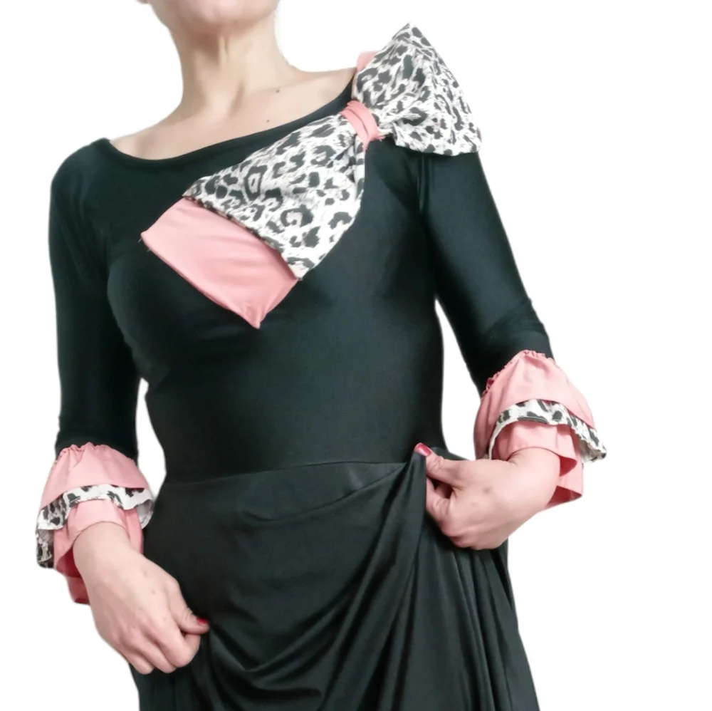 Pin up couture retro pink black body con midi - Picture 2 of 14